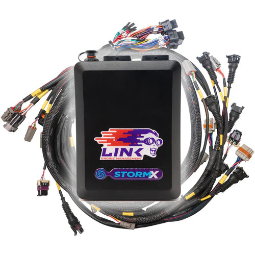 Link G Four X Storm X ECU with terminated LS engine harness drive by cable bundle for complete engine management and advanced tuning control in performance builds at Autech Store Auckland